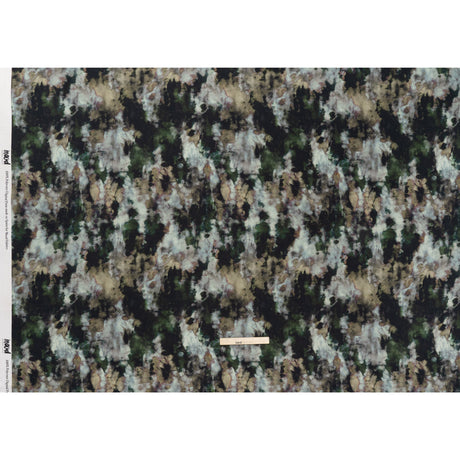 Polyester Satin - Forest Green, Beige and Muted Pale Blue Abstract Painting - Mood Exclusive Earthtone Flow Print