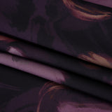 Polyester Satin - Aubergine, Lilac and Taupe Painted Flowers - Mood Exclusive Petal Veil Print