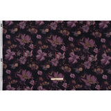 Polyester Satin - Aubergine, Lilac and Taupe Painted Flowers - Mood Exclusive Petal Veil Print