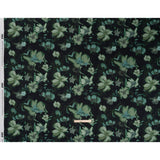 Polyester Satin - Forest, Sage and Sea Green Painted Flowers - Mood Exclusive Petal Veil Print