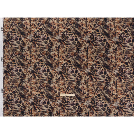 Polyester Satin - Black, Russet and Beige Abstract Animal-Like Spots - Mood Exclusive Savanna Blur Print