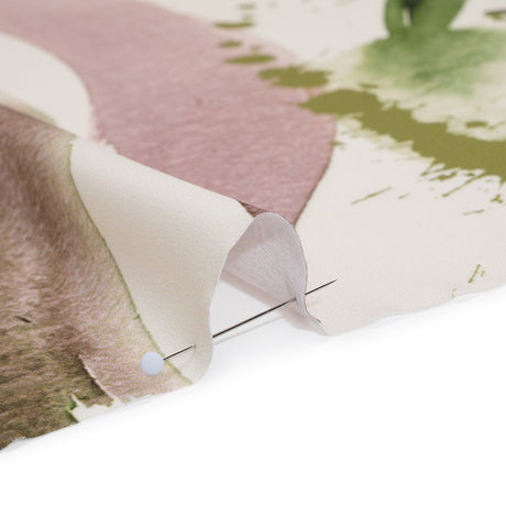 Polyester Satin - Forest Green, Plum Purple and Tangerine Abstract Watercolor Ribbons - Mood Exclusive Fluid Strokes Print