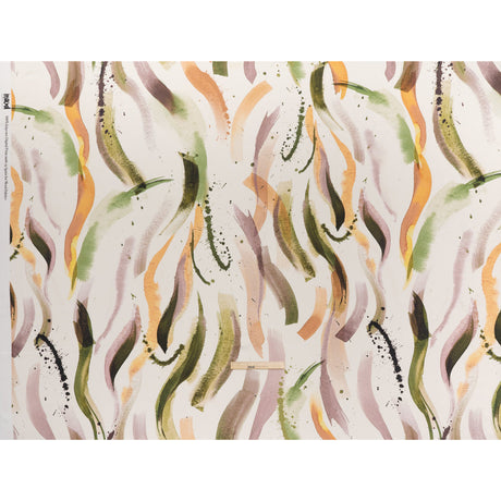 Polyester Satin - Forest Green, Plum Purple and Tangerine Abstract Watercolor Ribbons - Mood Exclusive Fluid Strokes Print