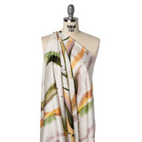 Polyester Satin - Forest Green, Plum Purple and Tangerine Abstract Watercolor Ribbons - Mood Exclusive Fluid Strokes Print