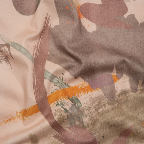 Brushed Cotton Woven - Pink, Taupe and Rose Painterly Abstract - Mood Exclusive Rosewash Strokes Print