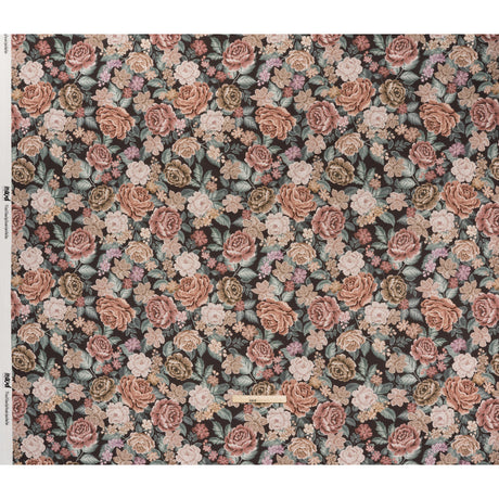 Brushed Cotton Woven - Light Pink, Soft Green and Black Flower Garden - Mood Exclusive Soft Bloom Print