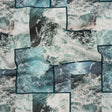 Brushed Cotton Woven - Blue and Gray Ocean Waves Collage - Mood Exclusive Currents & Cursive Print