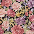 Brushed Cotton Woven - Rose Pink, Purple and Black Blooming Flowers - Mood Exclusive Tender Bloom Print
