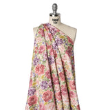 Brushed Cotton Woven - Pale Pink, Purple and Rose Red Blooming Flowers - Mood Exclusive Tender Bloom Print