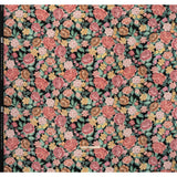 Brushed Cotton Woven - Coral Pink, Yellow and Green Flowers on Black - Mood Exclusive Briar Lane Print