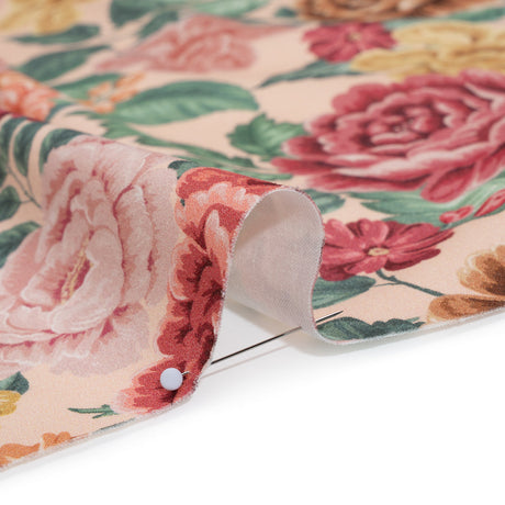 Brushed Cotton Woven - Coral Pink, Yellow and Green Flowers on Peach - Mood Exclusive Briar Lane Print