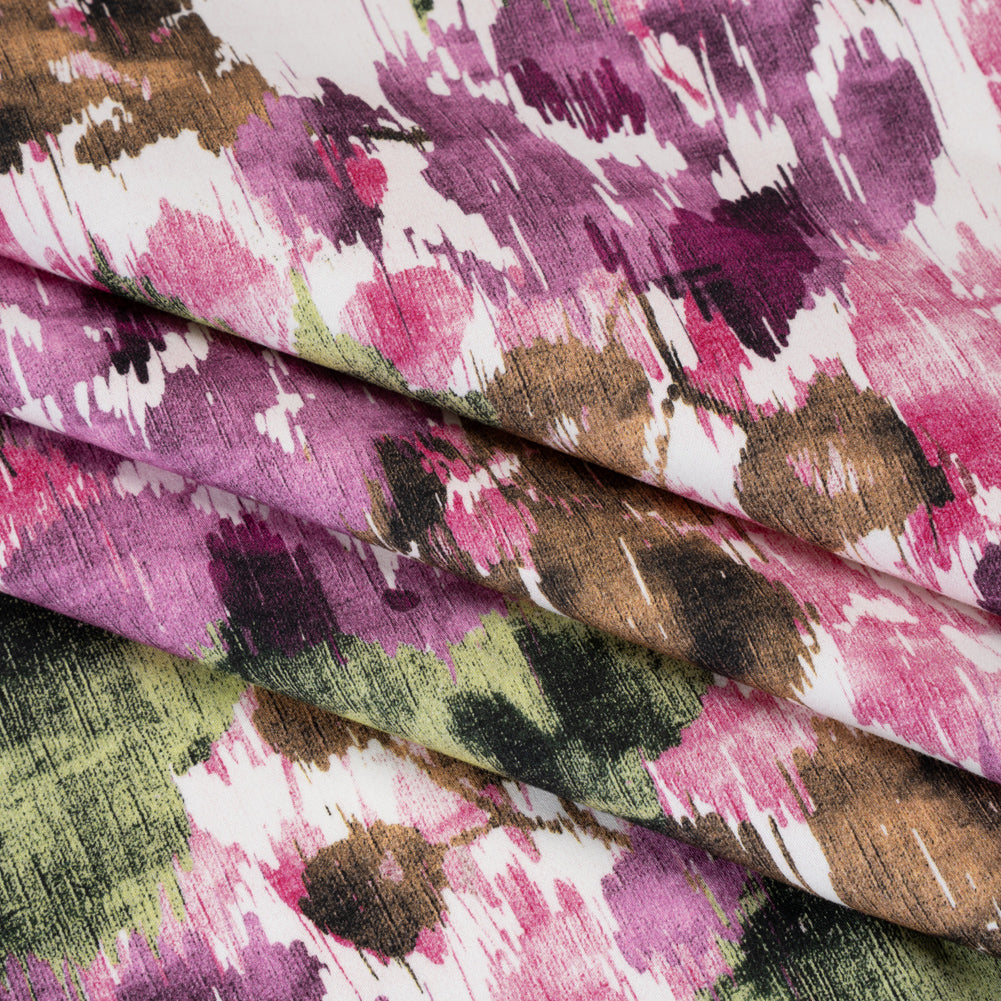 Brushed Cotton Woven - Purple, Green and Brown Ikat Florals - Mood Exclusive Reflecting Pool Print