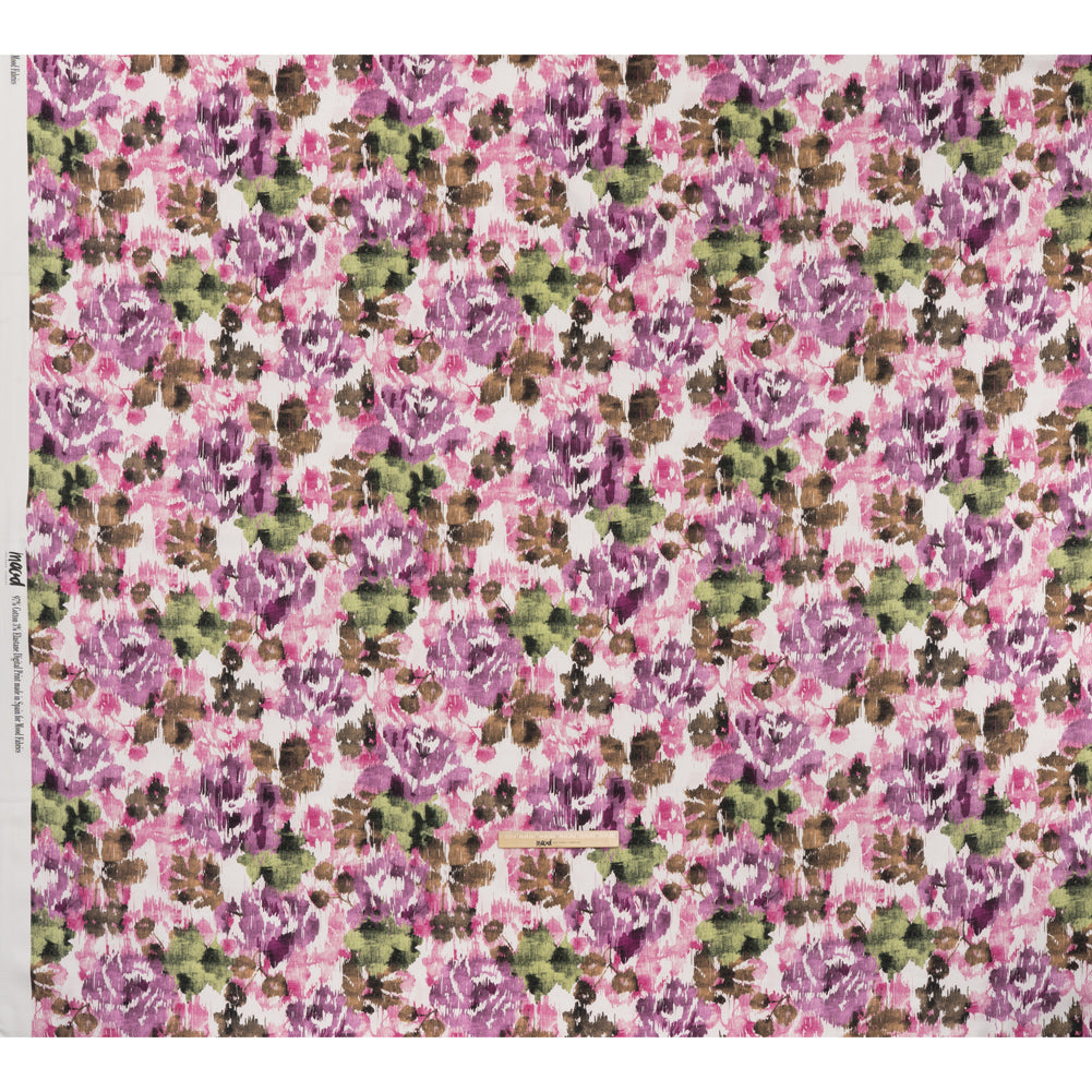 Brushed Cotton Woven - Purple, Green and Brown Ikat Florals - Mood Exclusive Reflecting Pool Print