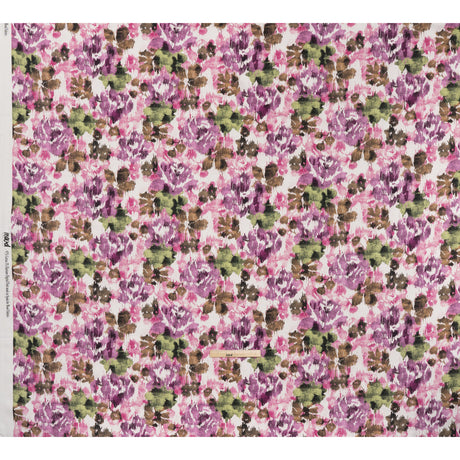 Brushed Cotton Woven - Purple, Green and Brown Ikat Florals - Mood Exclusive Reflecting Pool Print