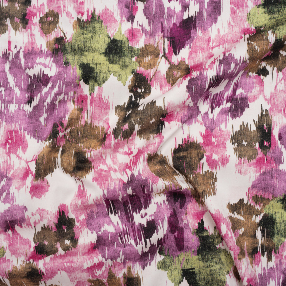 Brushed Cotton Woven - Purple, Green and Brown Ikat Florals - Mood Exclusive Reflecting Pool Print