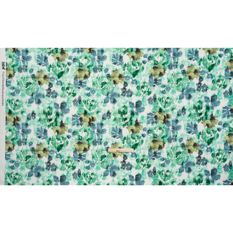 Brushed Cotton Woven - Green, Blue and Olive Ikat Florals - Mood Exclusive Reflecting Pool Print
