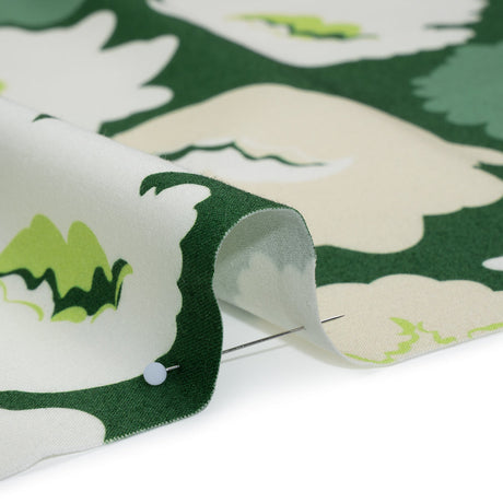 Brushed Cotton Woven - Green, Beige and White Simple Florals - Mood Exclusive Popping Petals Print