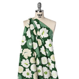 Brushed Cotton Woven - Green, Beige and White Simple Florals - Mood Exclusive Popping Petals Print