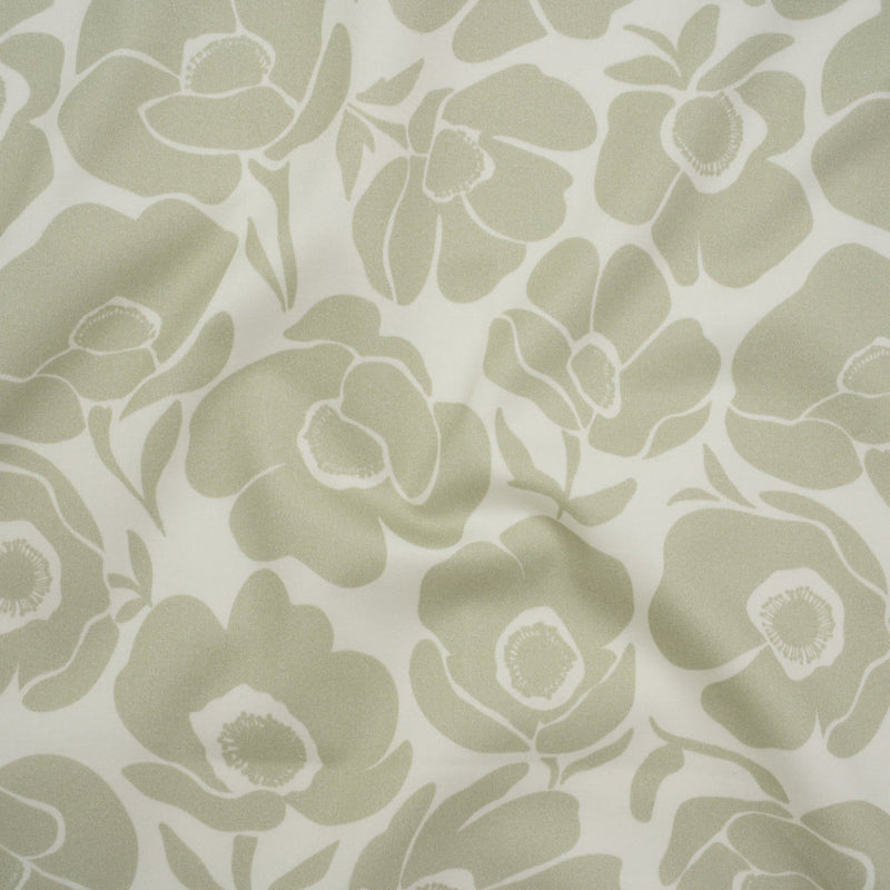 Brushed Cotton Woven - Cream and Beige Simple Poppies - Mood Exclusive Poppy Impressions Print