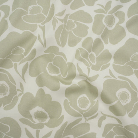 Brushed Cotton Woven - Cream and Beige Simple Poppies - Mood Exclusive Poppy Impressions Print
