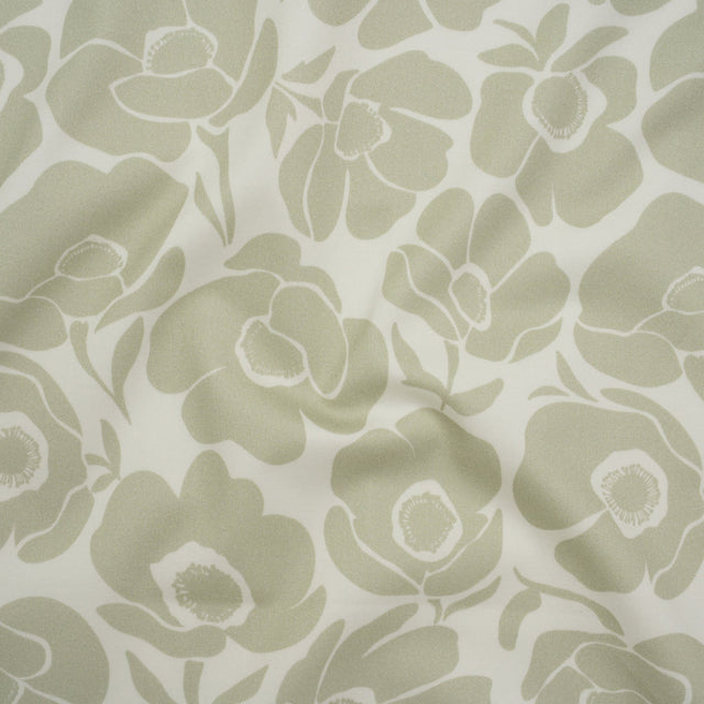 Brushed Cotton Woven - Cream and Beige Simple Poppies - Mood Exclusive Poppy Impressions Print