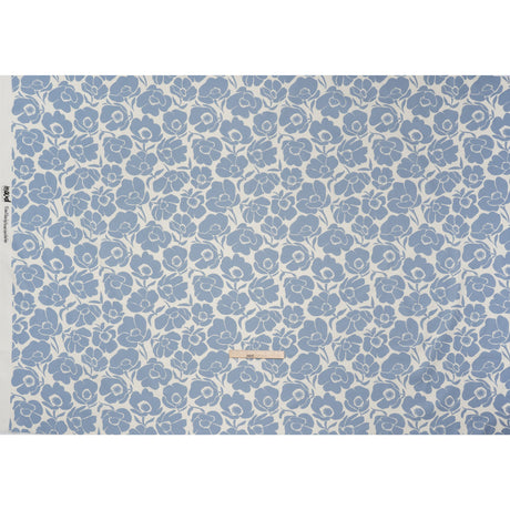 Brushed Cotton Woven - Blue and Off White Simple Poppies - Mood Exclusive Poppy Impressions Print