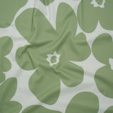 Brushed Cotton Woven - White and Sage Green Big Simple Flowers - Mood Exclusive Floral Figures Print