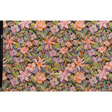 Brushed Cotton Woven - Pink, Floral Purple and Bright Green Chalk Drawing Flowers - Mood Exclusive Chalkboard Blossoms Print