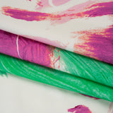 Brushed Cotton Woven - Emerald, Fuchsia and Pale Pink Big Brush Strokes - Mood Exclusive Color Study Print