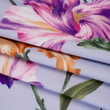 Brushed Cotton Woven - Burnt Orange, Purple and Lavender Big Lilies - Mood Exclusive Language of Lilies Print