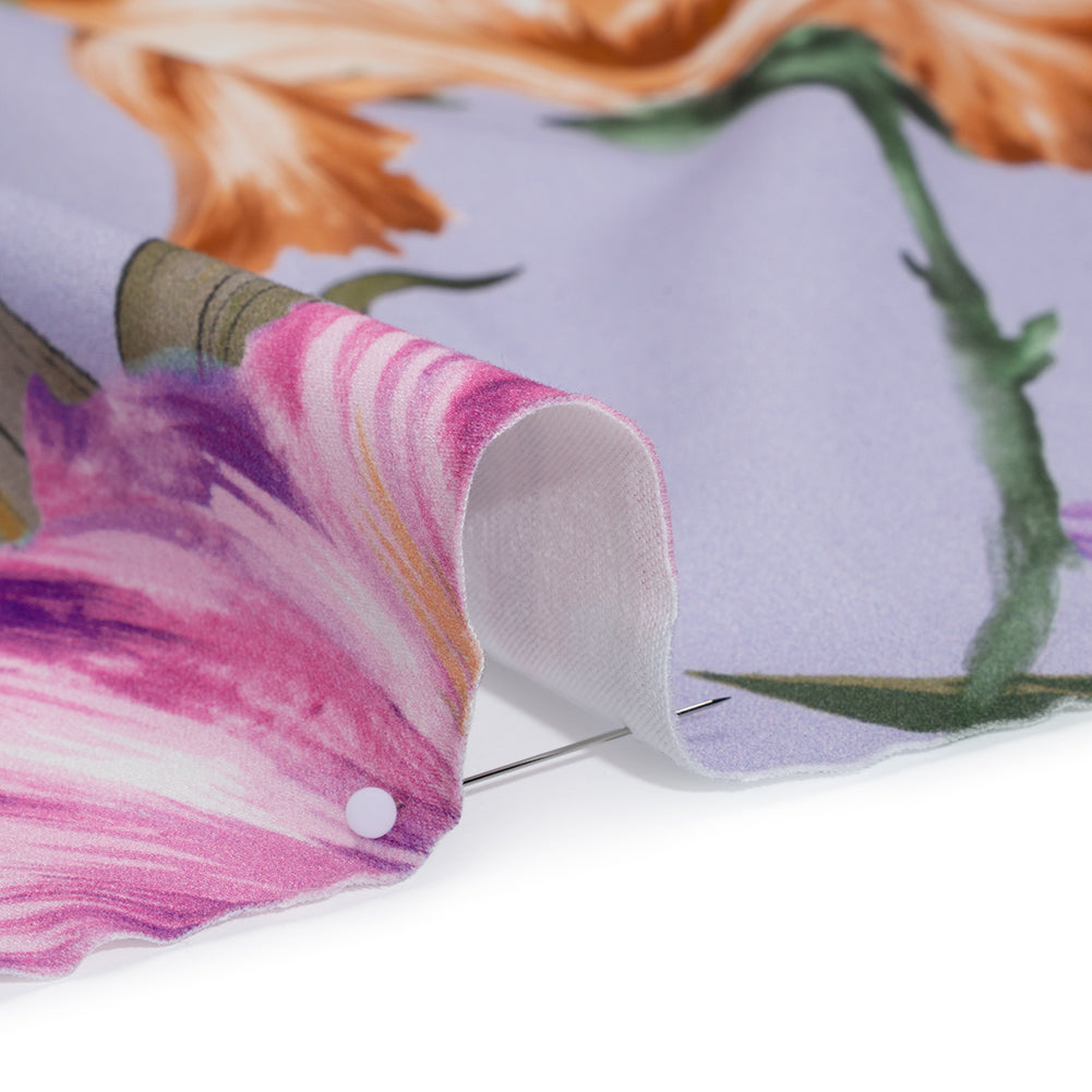 Brushed Cotton Woven - Burnt Orange, Purple and Lavender Big Lilies - Mood Exclusive Language of Lilies Print