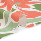 Brushed Cotton Woven - Coral Rose, Sage and Basil Green Flat Flowers - Mood Exclusive Bloom Block Print