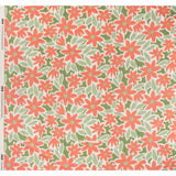 Brushed Cotton Woven - Coral Rose, Sage and Basil Green Flat Flowers - Mood Exclusive Bloom Block Print