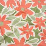 Brushed Cotton Woven - Coral Rose, Sage and Basil Green Flat Flowers - Mood Exclusive Bloom Block Print