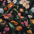 Rayon Challis - Black, Green and Orange Rainforest Flowers - Mood Exclusive Rainforest Reverie Print