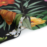 Rayon Challis - Red, Yellow and Green Tropical Flowers - Mood Exclusive Island Bloom Print