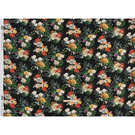 Rayon Challis - Red, Yellow and Green Tropical Flowers - Mood Exclusive Island Bloom Print