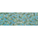 Textured Silk Woven Print Made in Italy - Sky Blue, Green and Beige Palm Leaves - Deadstock
