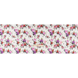 Ruched Silk Blend Striped Dobby Made in Italy - White, Pink and Purple Floral - Deadstock