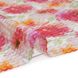 Ruched Silk Blend Striped Dobby Made in Italy - Hot Pink, Golden Yellow and Sage Green Soft Florals - Deadstock