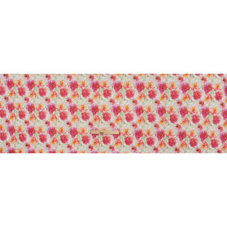 Ruched Silk Blend Striped Dobby Made in Italy - Hot Pink, Golden Yellow and Sage Green Soft Florals - Deadstock