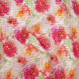 Ruched Silk Blend Striped Dobby Made in Italy - Hot Pink, Golden Yellow and Sage Green Soft Florals - Deadstock