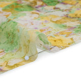 Silk Chiffon Print Made in Italy - Yellow, Green and Lilac Painterly Floral - Deadstock