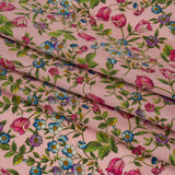 Silk Crepe de Chine Print Made in Italy - Pink, Sky Blue and Green Little Flowers - Deadstock