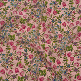 Silk Crepe de Chine Print Made in Italy - Pink, Sky Blue and Green Little Flowers - Deadstock