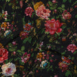Silk Crepe de Chine Print Made in Italy - Black, Pink and Yellow Ochre Floral - Deadstock