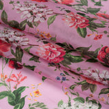 Silk Gazar Print Made in Italy - Pink, Green and White Enchanted Florals - Deadstock