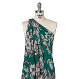Silk Georgette Print Made in Italy - Teal, Black and White Leopards in the Lilies - Deadstock