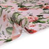Silk Organza Print Made in Italy - Baby Pink, Coral and Green Floral - Deadstock