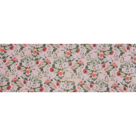 Silk Organza Print Made in Italy - Baby Pink, Coral and Green Floral - Deadstock